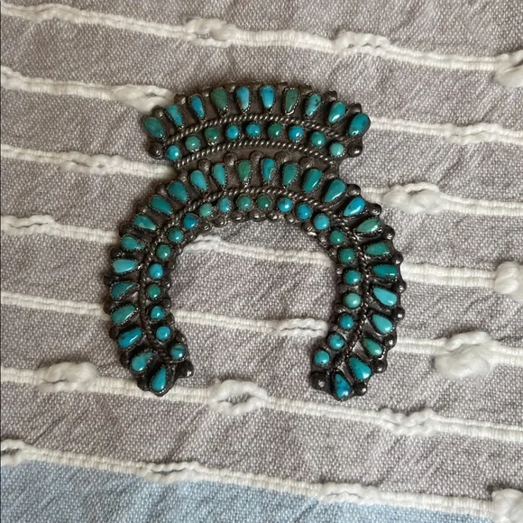 Vintage squash blossom turquoise necklace pieces Authentic - Picture 2 of 8